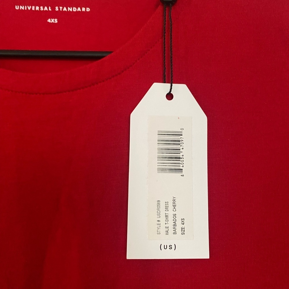 Universal Standard Halie T Shirt Dress Barbados Cherry Red Women’s Size 00-0 NEW - Picture 5 of 10